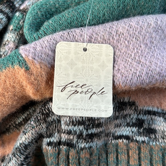 FREE PEOPLE AUGUST CARDIGAN - ORCHID TEAL COMBO Size XS - Picture 6 of 6